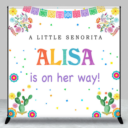 Lofaris Little Senorita Cactus Custom Baby Shower Backdrop