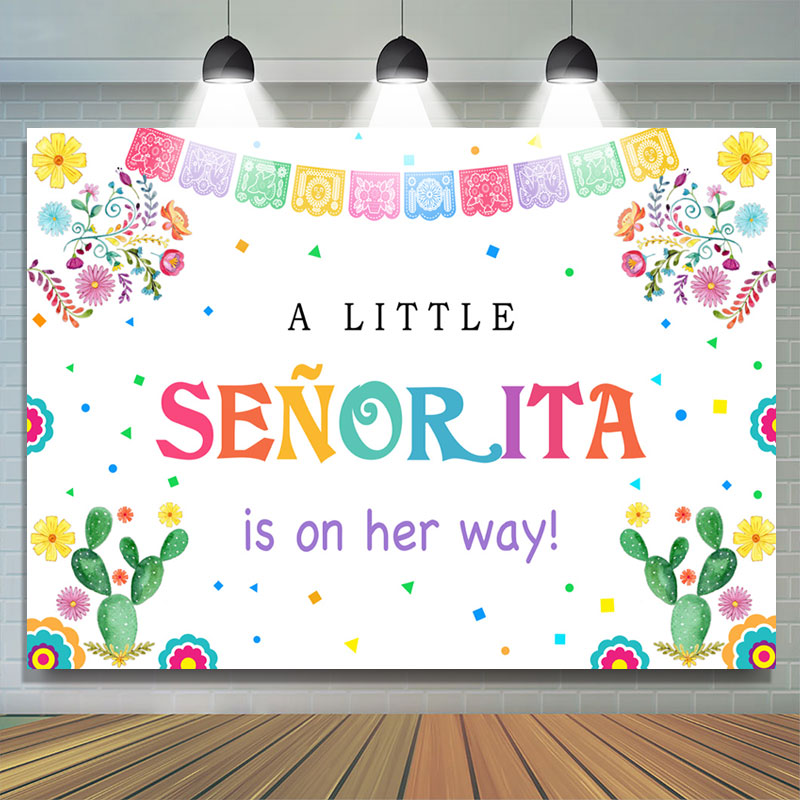 Lofaris Little Senorita On The Way Fiesta Baby Shower Backdrop