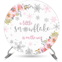 Lofaris Little Snowflake Floral Round Baby Shower Backdrop