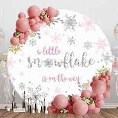 Lofaris Little Snowflake Floral Round Baby Shower Backdrop