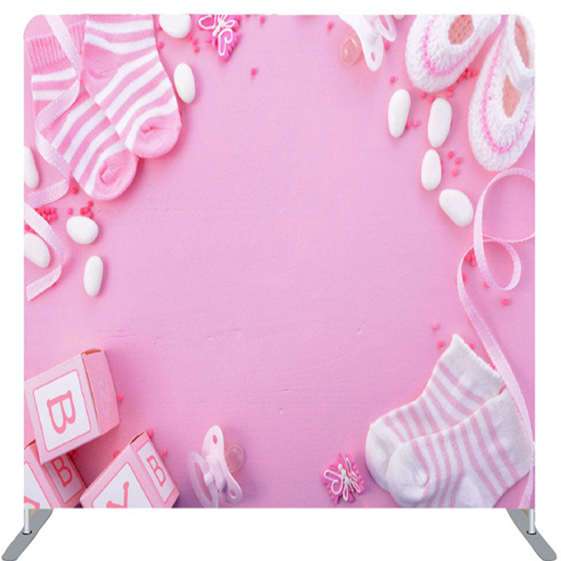 Lofaris Little Socks Shoes Pink Baby Shower Backdrop For Girls