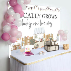 Lofaris Locally Grown Chick White Rural Baby Shower Backdrop