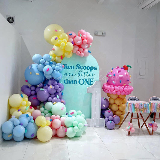 Lofaris 2 Scopps Are Better Than One Birthday Arch Backdrop