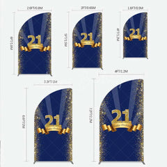 Lofaris 21st Happy Birthday Half Moon Arch Backdrop Gold Glitter Number 21 on Navy Blue Background Cheers to Years Party Decor
