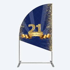 Lofaris 21st Happy Birthday Half Moon Arch Backdrop Gold Glitter Number 21 on Navy Blue Background Cheers to Years Party Decor