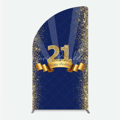 Lofaris 21st Happy Birthday Half Moon Arch Backdrop Gold Glitter Number 21 on Navy Blue Background Cheers to Years Party Decor