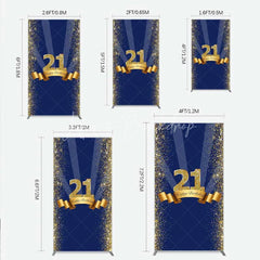 Lofaris 21st Happy Birthday Rectangle Backdrop Gold Glitter Number 21 on Navy Blue Background Cheers to Years Party Decor