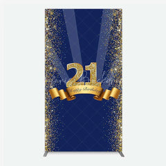 Lofaris 21st Happy Birthday Rectangle Backdrop Gold Glitter Number 21 on Navy Blue Background Cheers to Years Party Decor