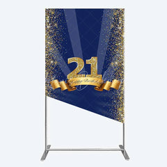 Lofaris 21st Happy Birthday Rectangle Backdrop Gold Glitter Number 21 on Navy Blue Background Cheers to Years Party Decor