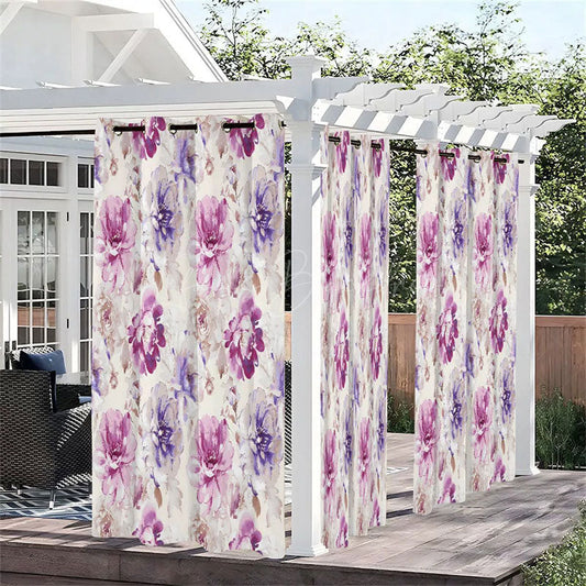 Lofaris 3D Fresh Flower Waterproof Printed Outdoor Curtains