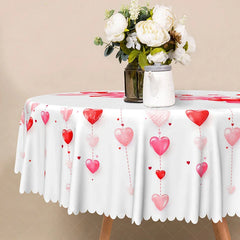 Lofaris 3D Hanging Red Hearts Round Tablecloth Romantic Love Pattern Table Cover Anniversary Wedding Party Decor