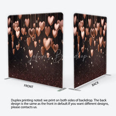 Lofaris 3D Hanging Rose Gold Hearts Tension Fabric Backdrop Glitter Valentine Day Romantic Photography Background