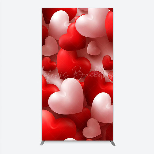 Lofaris 3D Hearts Valentine’s Day Rectangle Backdrop Red and White Romantic Love Theme Wedding or Anniversary Photo Prop