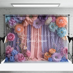Lofaris 3D Paper Flower Wall Photography Backdrop Pastel Curtains for Wedding Birthday or Baby Shower Photo Booth