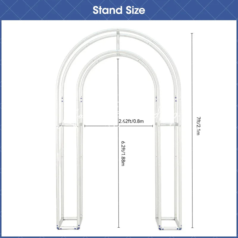 Lofaris 3D Ruched Fabric Arch Backdrop Double-layer Stand for Party Decor
