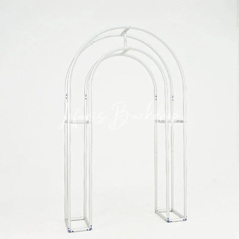 Lofaris 3D Ruched Fabric Arch Backdrop Double-layer Stand for Party Decor