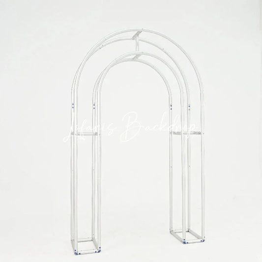 Lofaris 3D Ruched Fabric Arch Backdrop Double-layer Stand for Party Decor