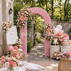 Lofaris 3D Ruched Fabric Arch Backdrop Double-layer Stand for Party Decor