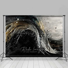 Lofaris 3D Textured Black and White Ribbon Abstract Backdrop Gold Dust Pearl Photography Background Artistic Party Decor