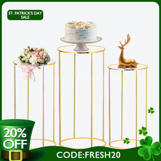 Lofaris (7 Day Delivery) Set of 3 Gold Metal Cake Display Cylinder Stand