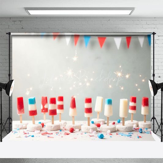 Lofaris 4 July Ice Cream Independence Day Cake Smash Backdrop
