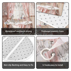 Lofaris 4-Piece Pink Skeleton Bathroom Set Floral Bathtub Skull Funny Spooky Cute Halloween Decor