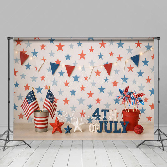 Lofaris 4th Of July American Flags Stars Cake Smash Backdrop