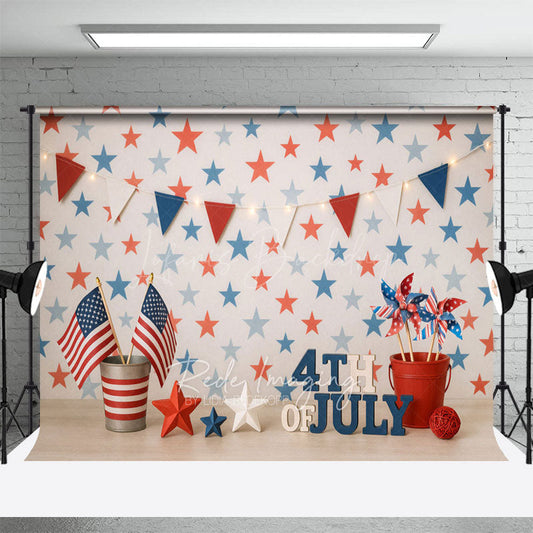 Lofaris 4th Of July American Flags Stars Cake Smash Backdrop