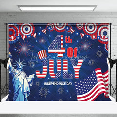 Lofaris 4th Of July Independence Day Patriotic Celebration Backdrop Statue of Liberty American Flag Fireworks Party Decoration