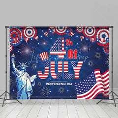 Lofaris 4th Of July Independence Day Patriotic Celebration Backdrop Statue of Liberty American Flag Fireworks Party Decoration