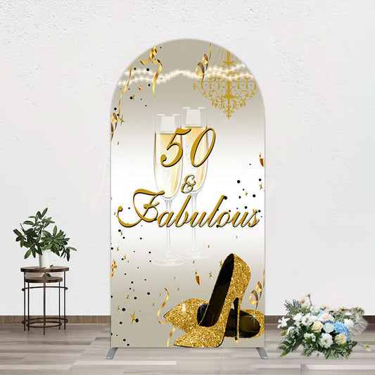 Lofaris 50 And Fabulous Gold Happy Birthday Arch Backdrop