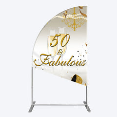 Lofaris 50 And Fabulous Gold Happy Birthday Half Moon Arch Backdrop