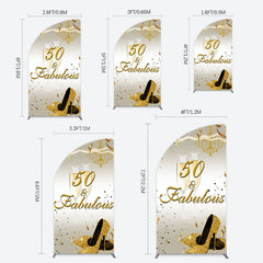 Lofaris 50 And Fabulous Gold Happy Birthday Half Moon Arch Backdrop