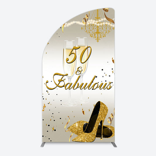 Lofaris 50 And Fabulous Gold Happy Birthday Half Moon Arch Backdrop