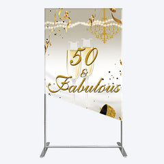 Lofaris 50 And Fabulous Gold Happy Birthday Rectangle Backdrop
