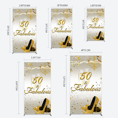 Lofaris 50 And Fabulous Gold Happy Birthday Rectangle Backdrop