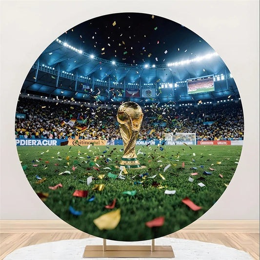 Lofaris (7 Day Delivery)Lofaris Golden Trophy Soccer Stadium Round Backdrop Celebration Sports Party Decor