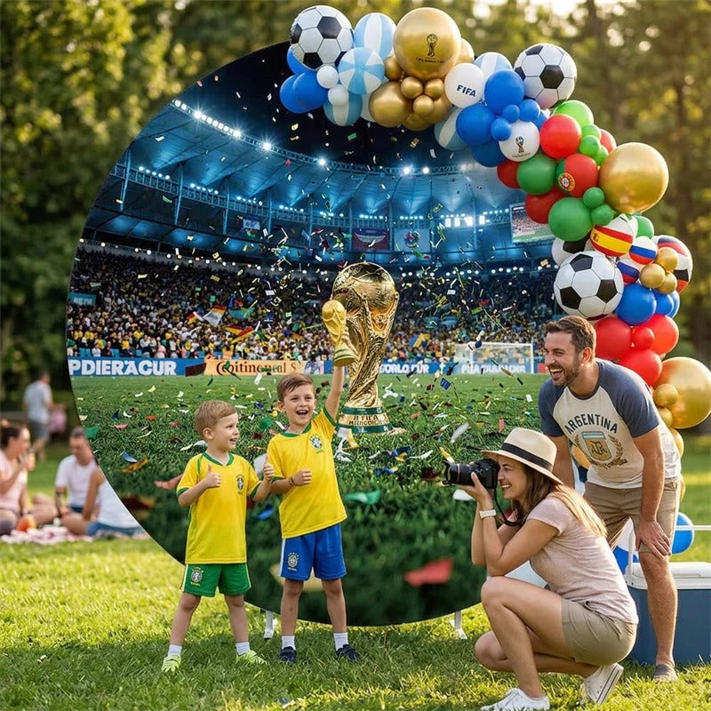 Lofaris (7 Day Delivery)Lofaris Golden Trophy Soccer Stadium Round Backdrop Celebration Sports Party Decor