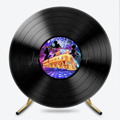 Lofaris 70s Disco Party Round Backdrop Soul Train on a Vinyl Record Retro Funk and R&B Dance Themed Photo Prop Decor