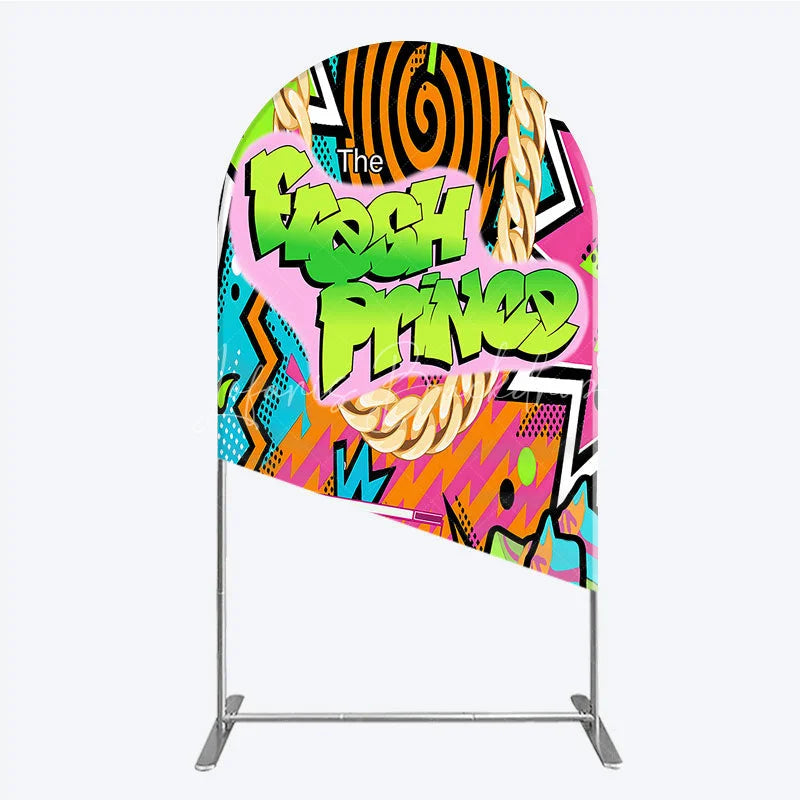 Lofaris 90s Hip Hop Themed Fresh Prince Arch Backdrop Retro Graffiti Art for Baby Shower Throwback Birthday Party Decor