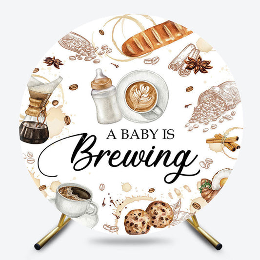 Lofaris A Baby Is Brewing Coffee Round Gender Reveal Backdrop