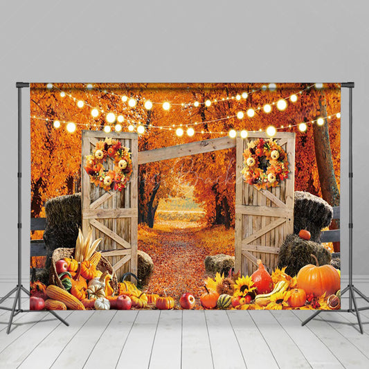 Lofaris A Fruitful Autumn Courtyard Lights Photo Backdrop