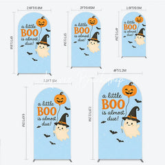 Lofaris A Little Boo Is Almost Due Halloween Round Top Arch Backdrop Cute Ghost Pumpkin Baby Shower Party Decor