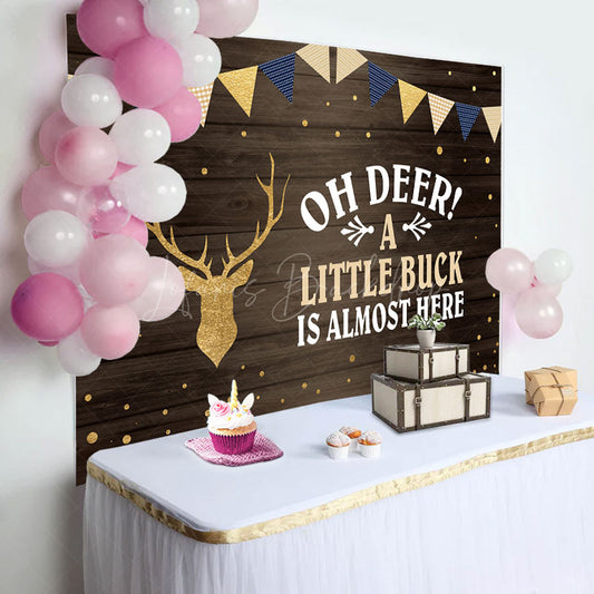 Lofaris A Little Buck Is Almost Here Baby Shower Backdrop