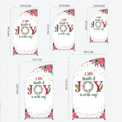 Lofaris A Little Bundle of Joy is on the Way Half Moon Arch Backdrop Christmas Baby Shower with Poinsettia Winter Floral Decor