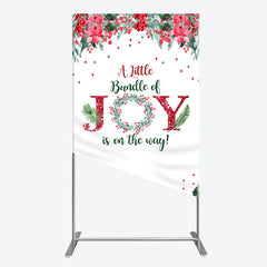 Lofaris A Little Bundle of Joy is on the Way Rectangle Backdrop Christmas Baby Shower with Poinsettia Winter Floral Decor