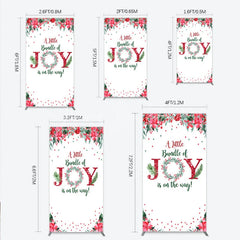 Lofaris A Little Bundle of Joy is on the Way Rectangle Backdrop Christmas Baby Shower with Poinsettia Winter Floral Decor
