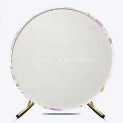 Lofaris A Little Butterfly is on the Way Round Backdrop Purple and Gold Floral Girl Baby Shower Party Decor