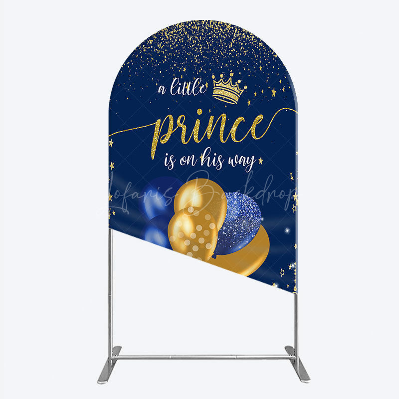 Lofaris A Little Prince is on His Way Arch Backdrop Royal Blue and Gold Balloons Boy Baby Shower Party Decor