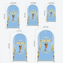 Lofaris A Little Prince Royal Blue Baby Shower Arch Backdrop Diamond and Gold Crown Party Cover